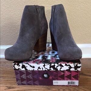 Elegant Gray Suede Ankle Booties